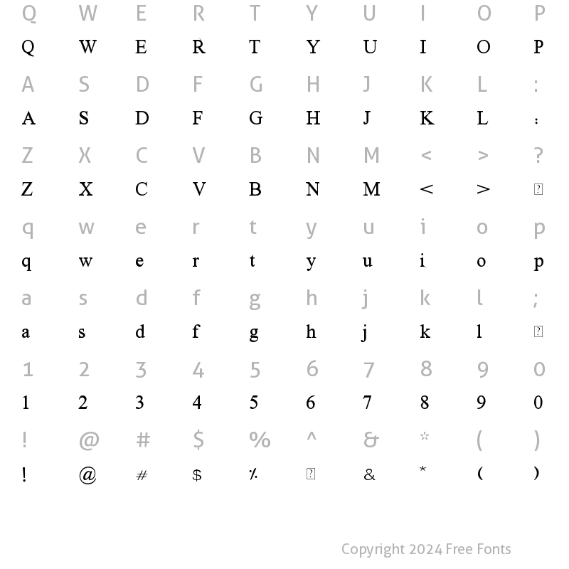 Character Map of Hacen Sahara TX Thin Regular