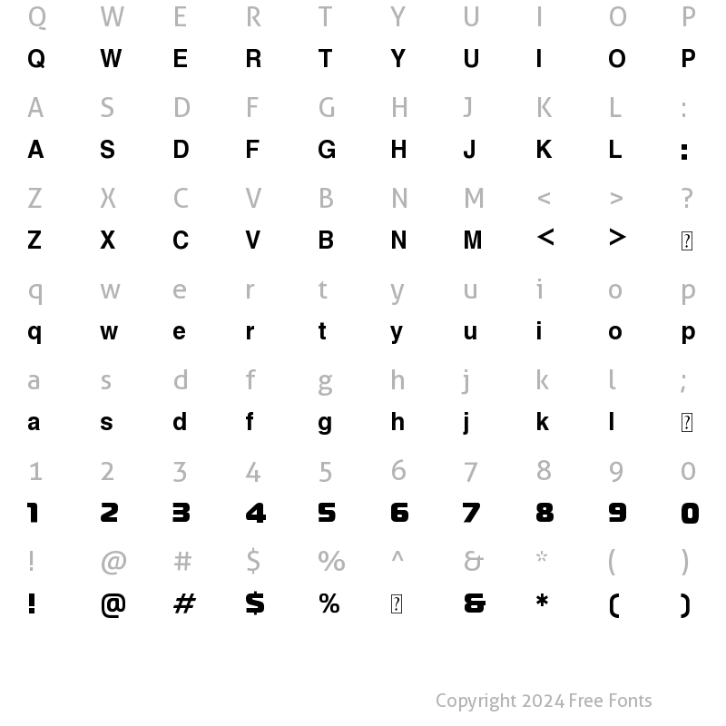 Character Map of Hacen Saudi Arabia XL Regular