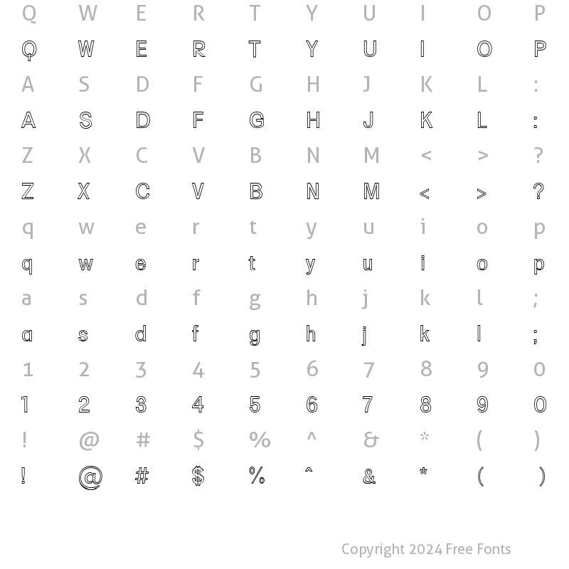 Character Map of Hacim Outline