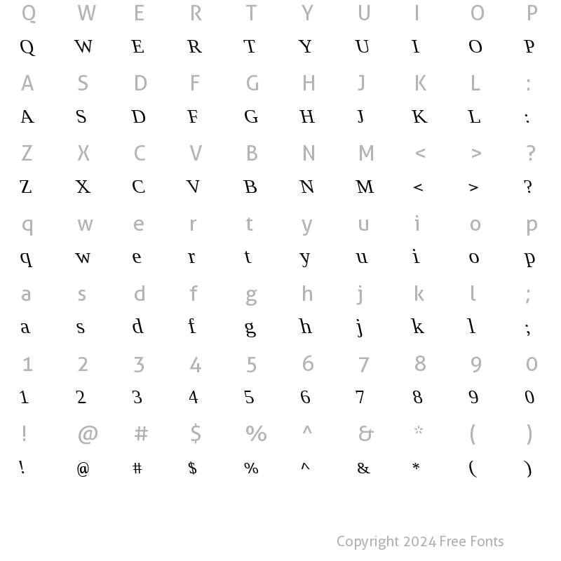 Character Map of Hadasim CLM RegularOblique