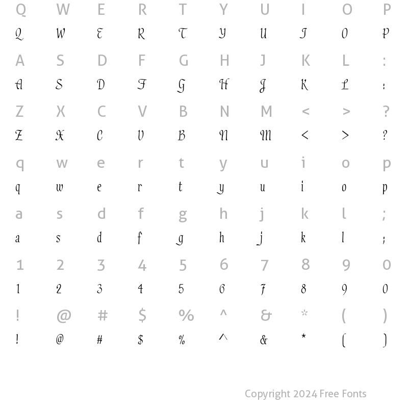 Character Map of Haddock Regular