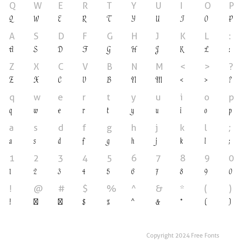 Character Map of Hadfield Std Regular