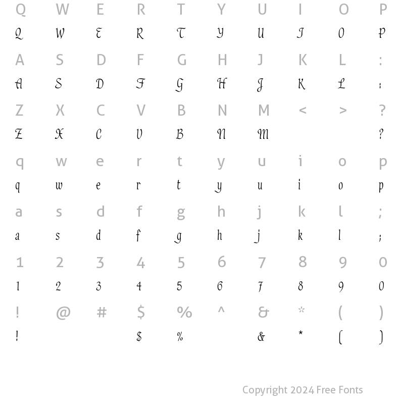 Character Map of HadfieldEF Regular