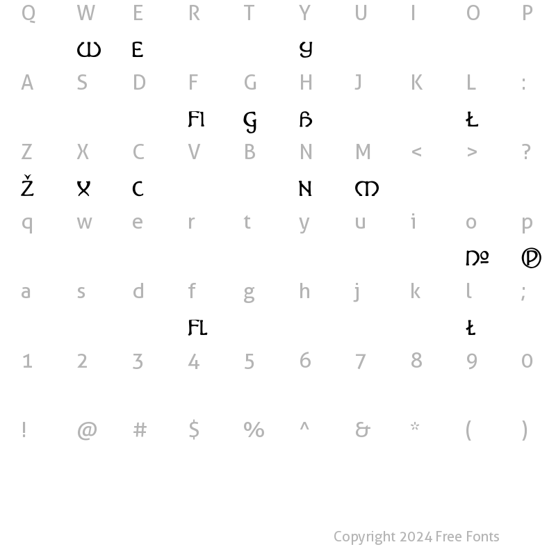 Character Map of Hadley Alts Regular