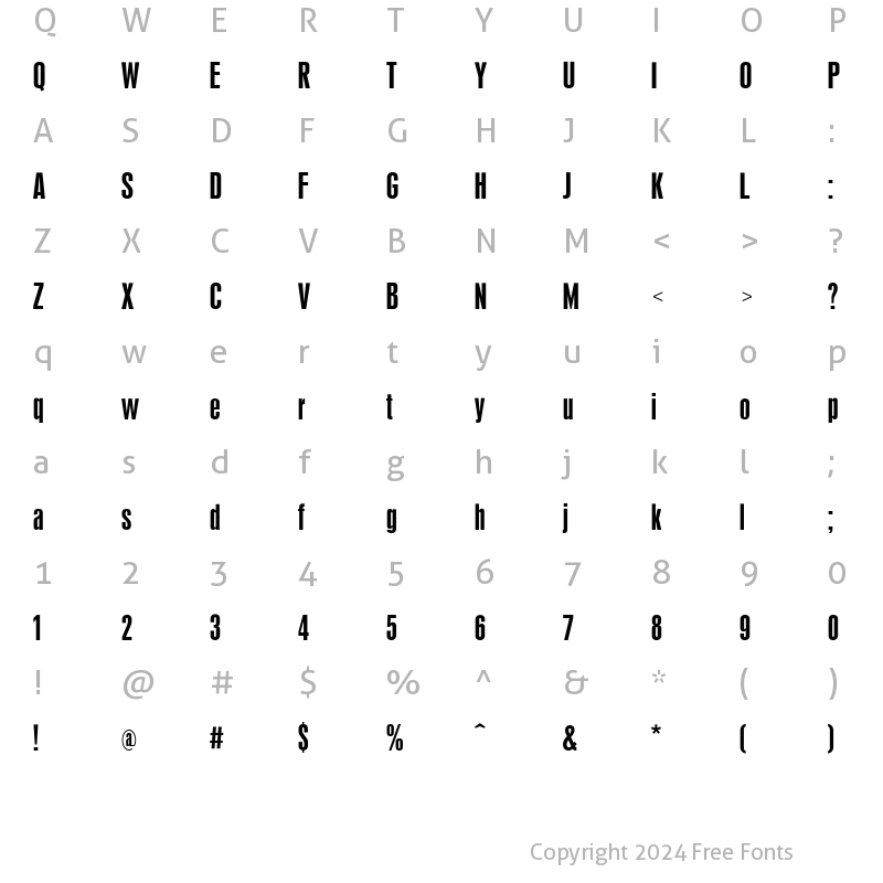 Character Map of Hadrianbold Regular