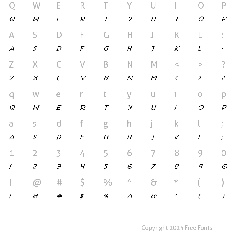 Character Map of Hadriatic Bold Italic Bold Italic