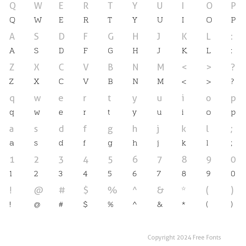 Character Map of Haeock Extra Light