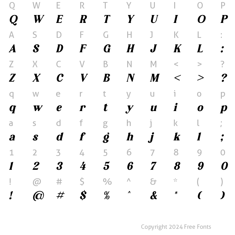 Character Map of Hagona Italic