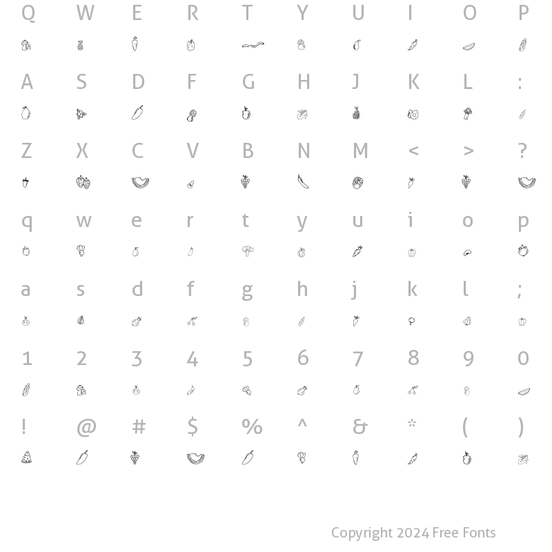 Character Map of Hai Butterfly Fruit Regular