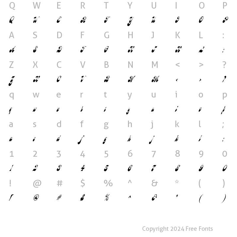 Character Map of HaightCondensed Oblique