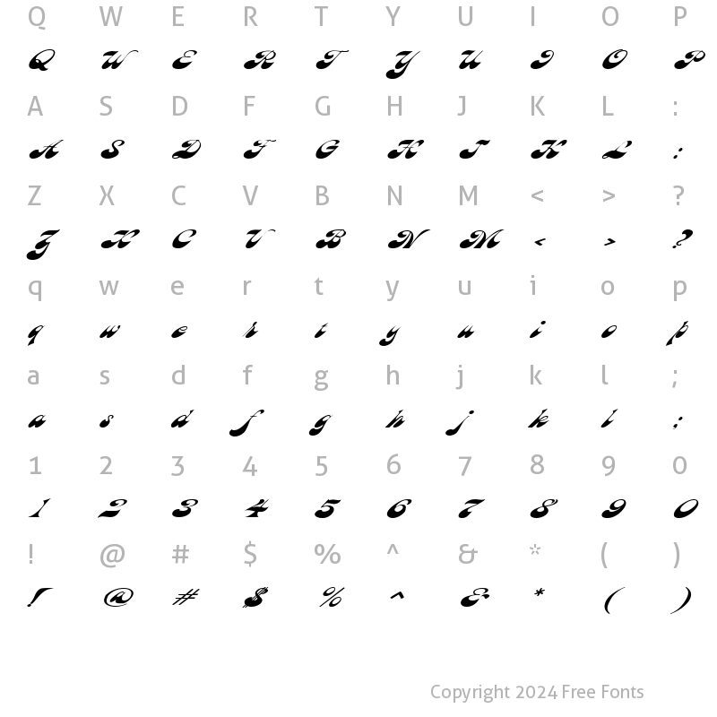 Character Map of HaightExtended Oblique