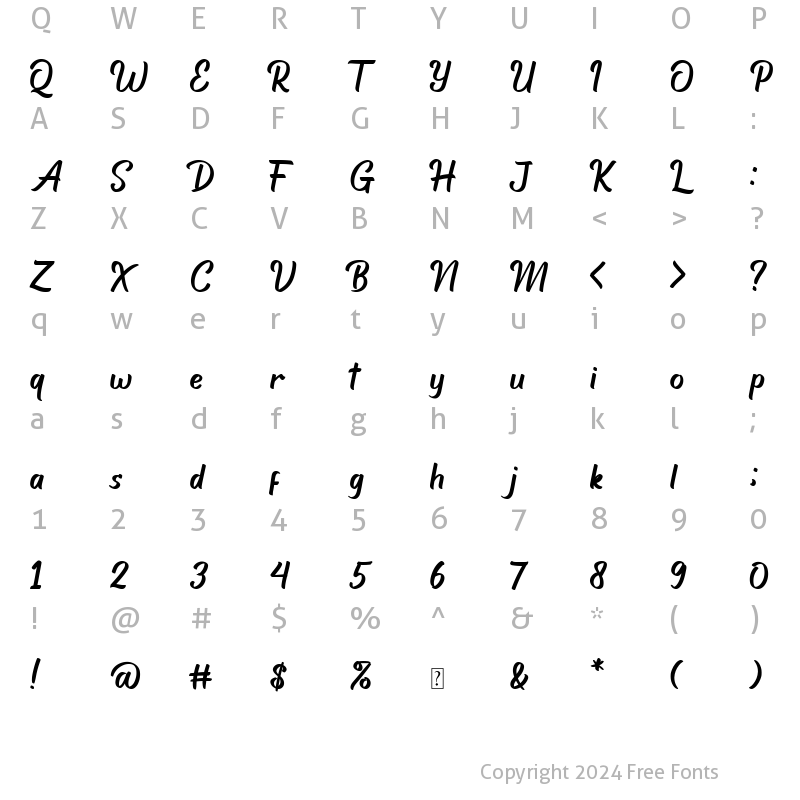 Character Map of Haigl Rapture Regular