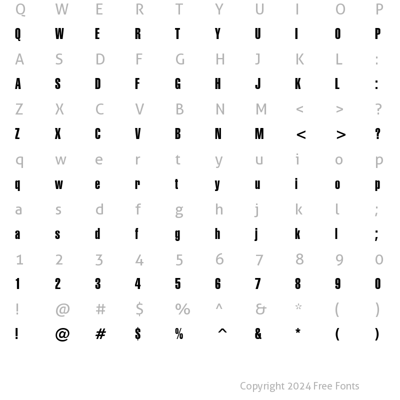 Character Map of HailstenCompressed Bold