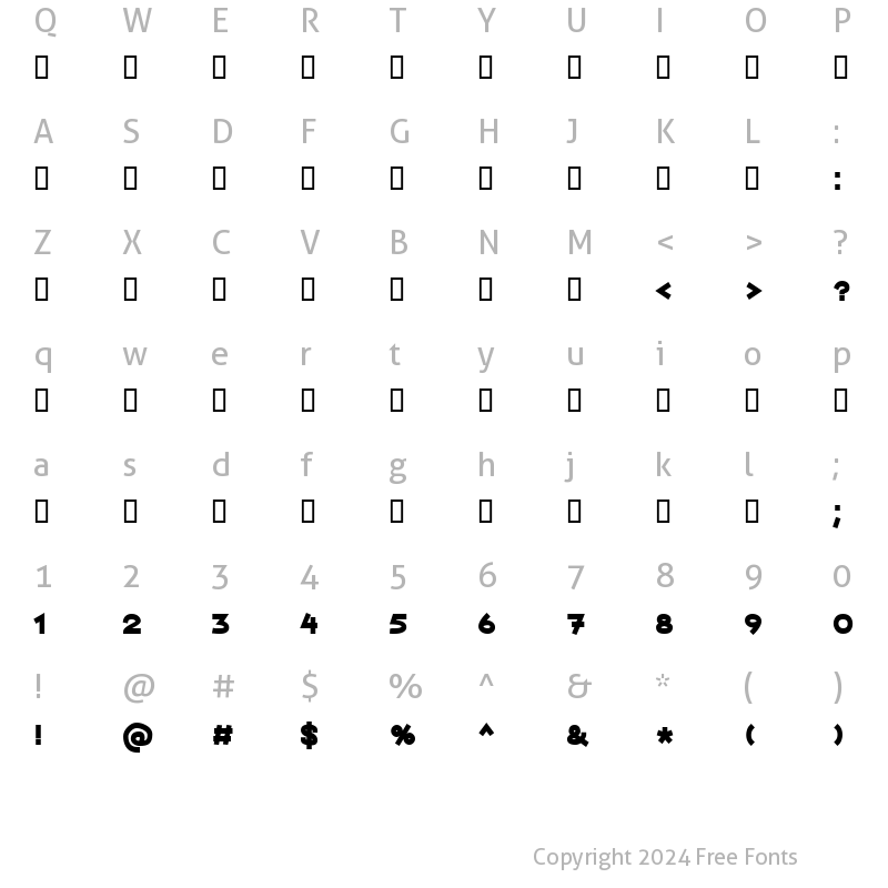 Character Map of Haim Reloaded Regular