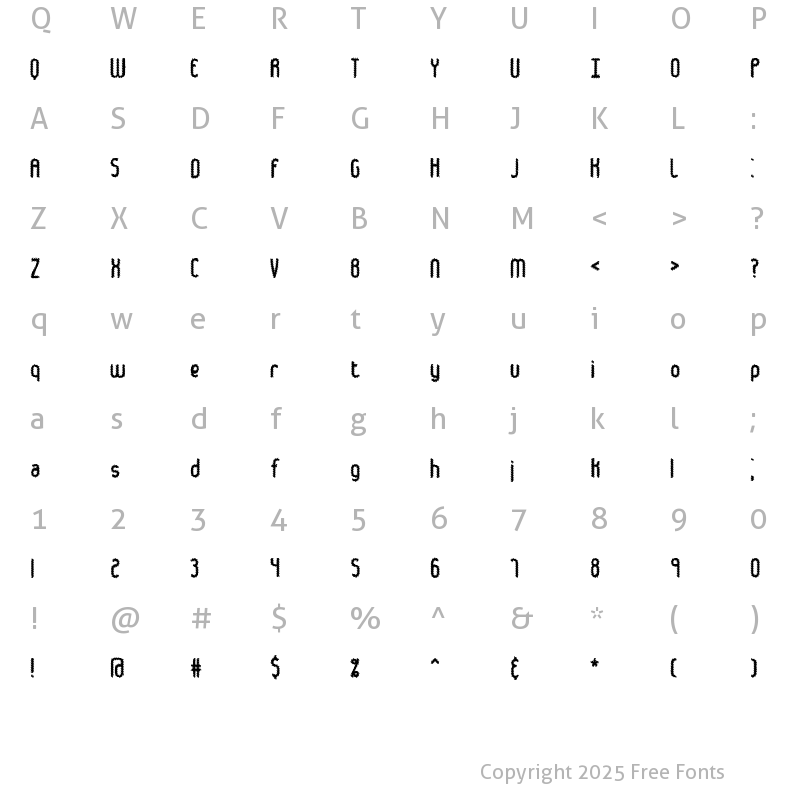 Character Map of Hairball BRK Regular