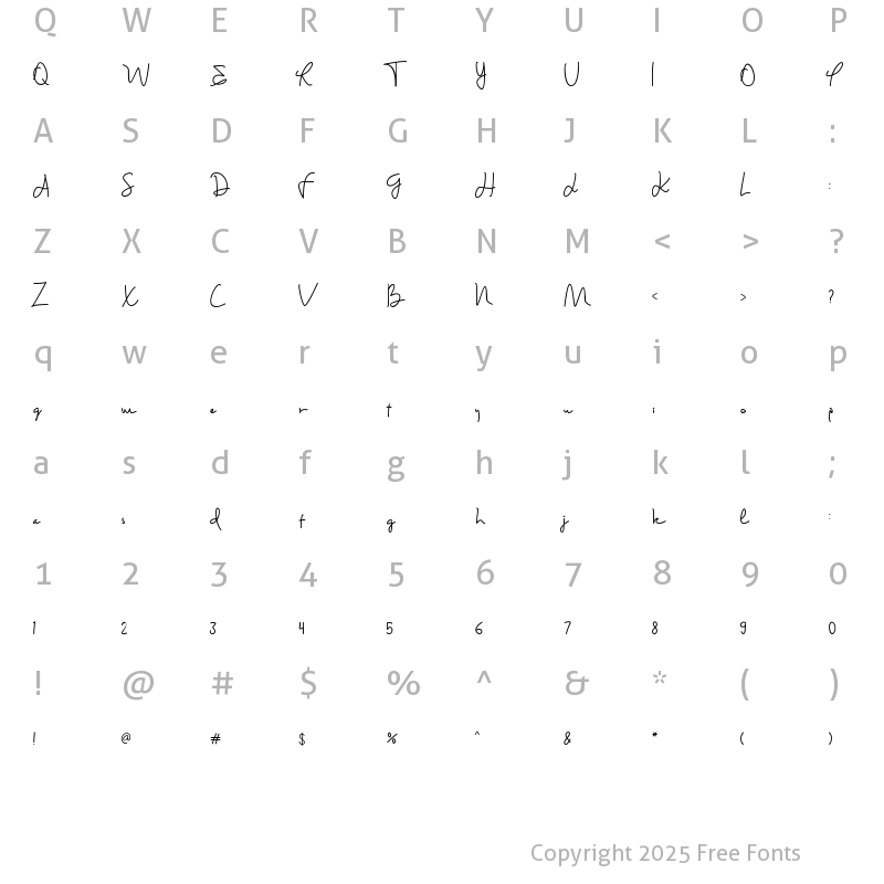 Character Map of Haisley Mind Regular