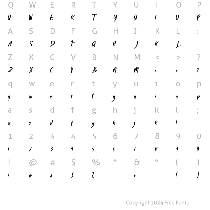 Character Map of Haisthy Regular