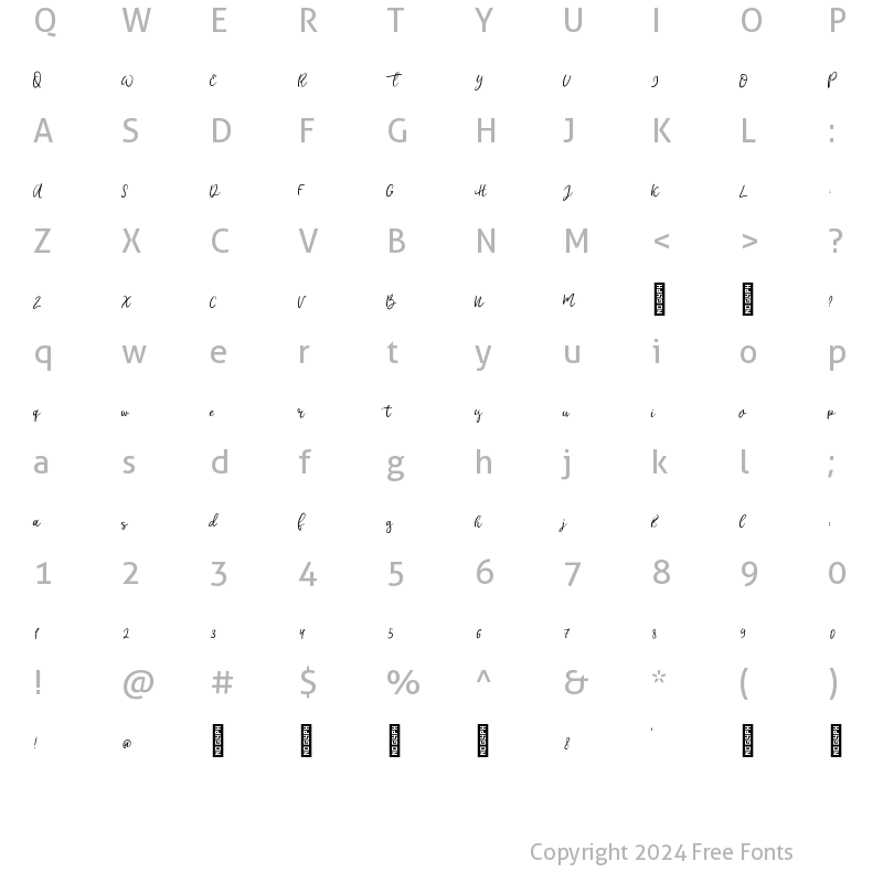 Character Map of Hake Brush Regular