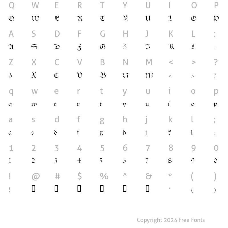 Character Map of HalbrookeSSK Regular