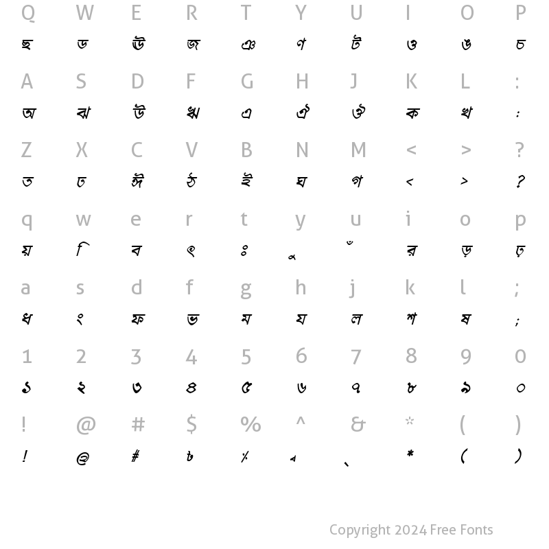 Character Map of HaldaMJ Bold Italic