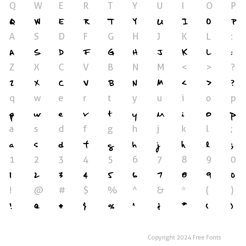 Character Map of HaleysHand Bold