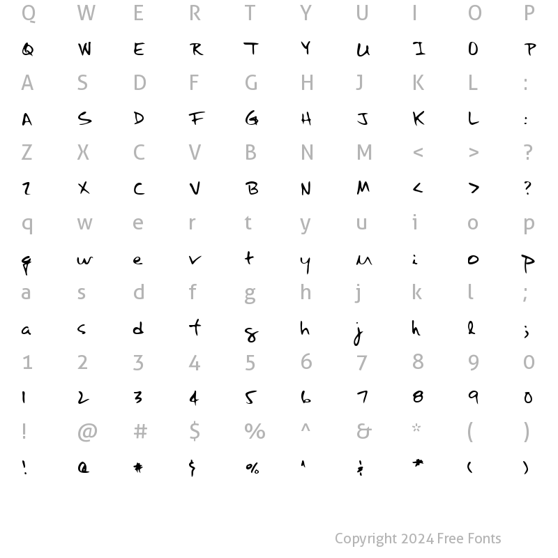 Character Map of HaleysHand Regular