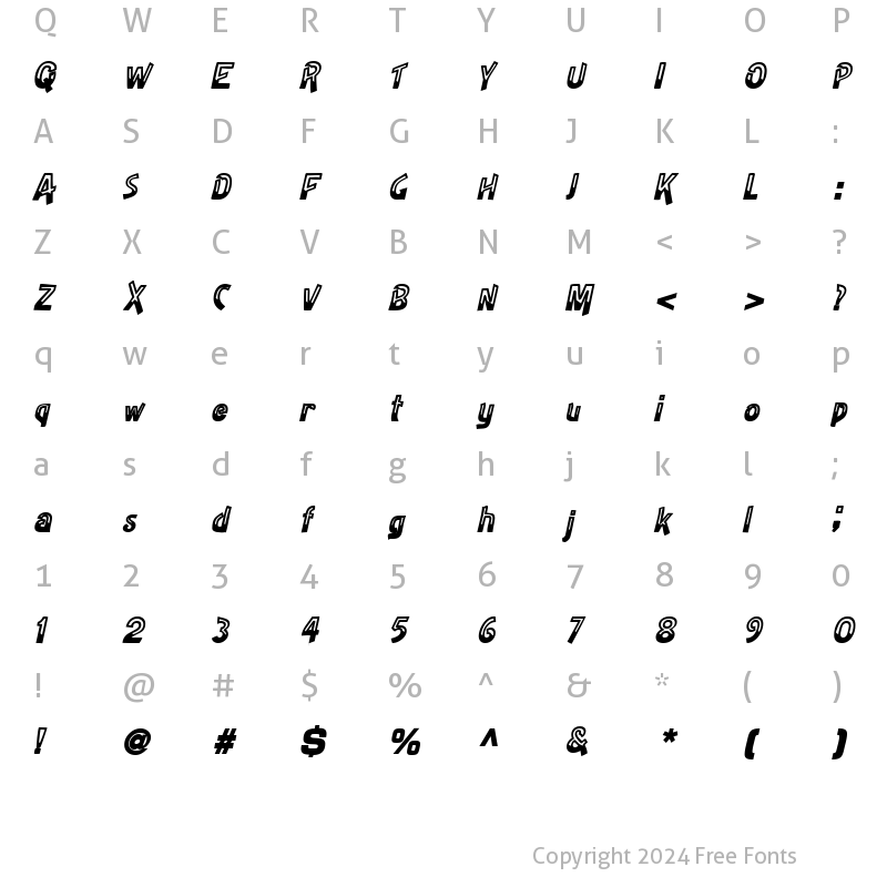 Character Map of HalfBakedSSK BoldItalic