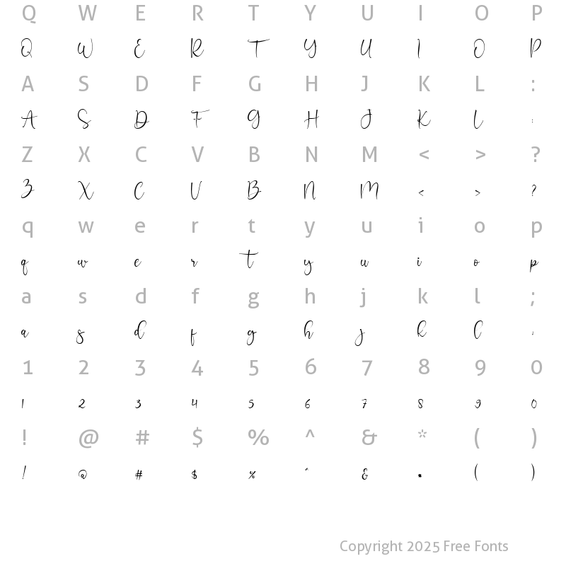 Character Map of Halimah Sadila Script