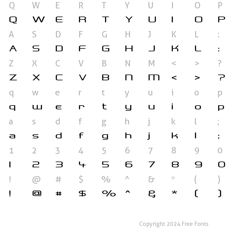 Character Map of Hall Fetica Wide Regular