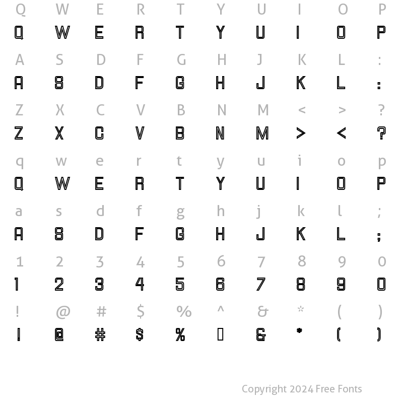 Character Map of HallandaleSquareInline JL Regular