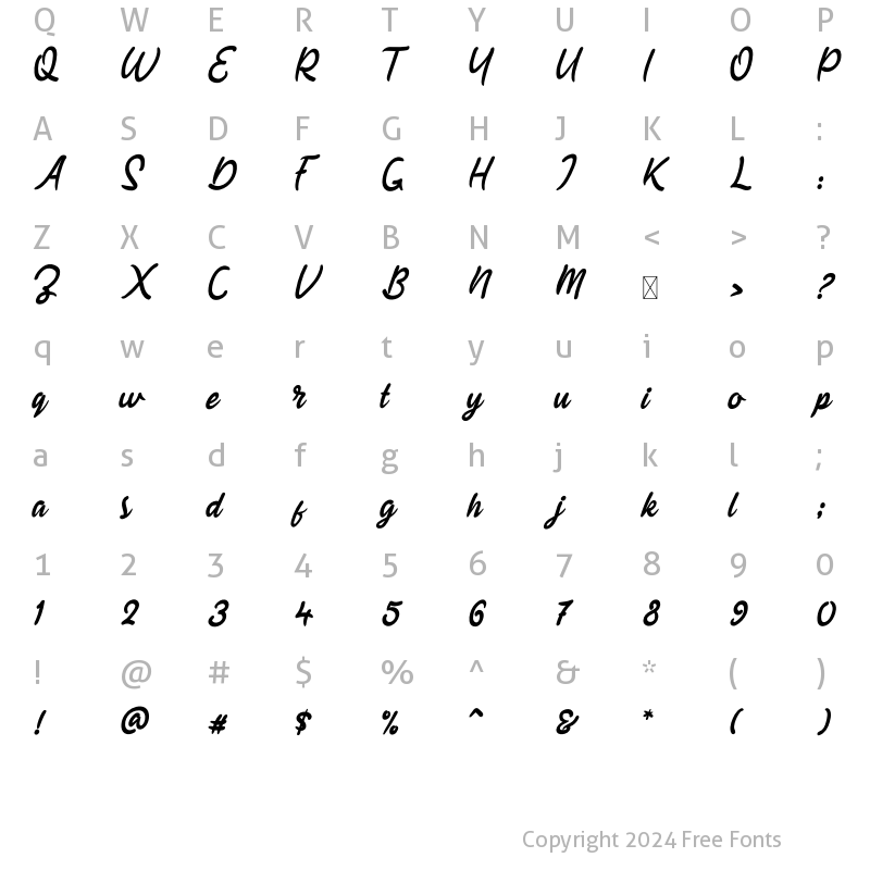 Character Map of Hallimura Regular