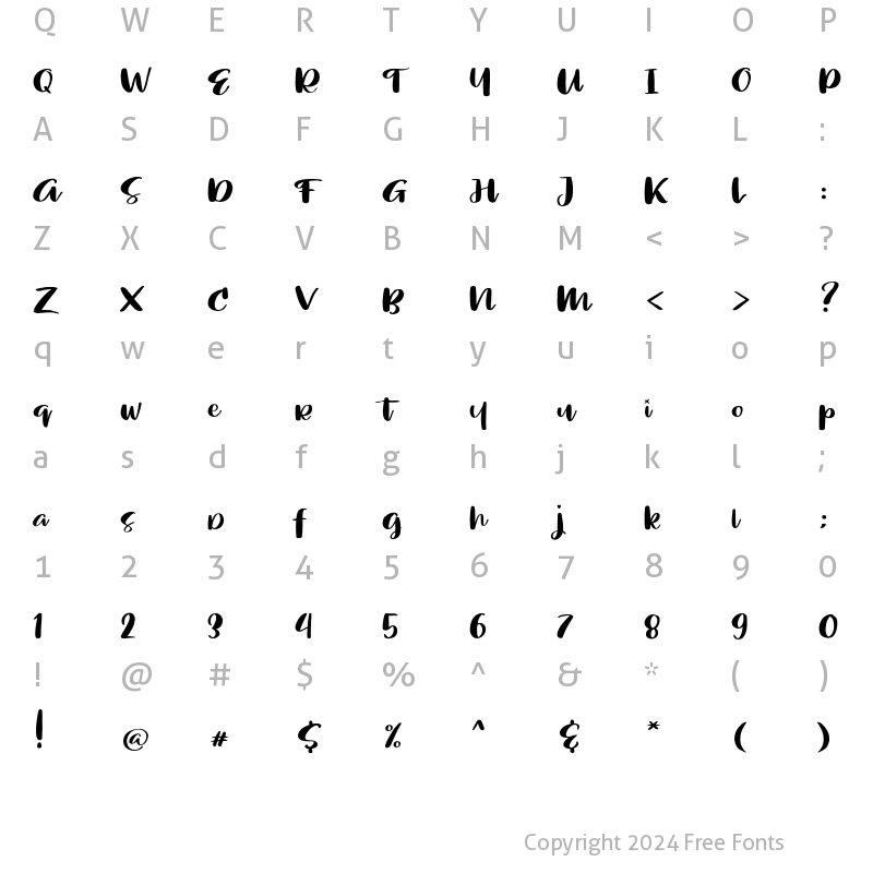 Character Map of Halliway Regular