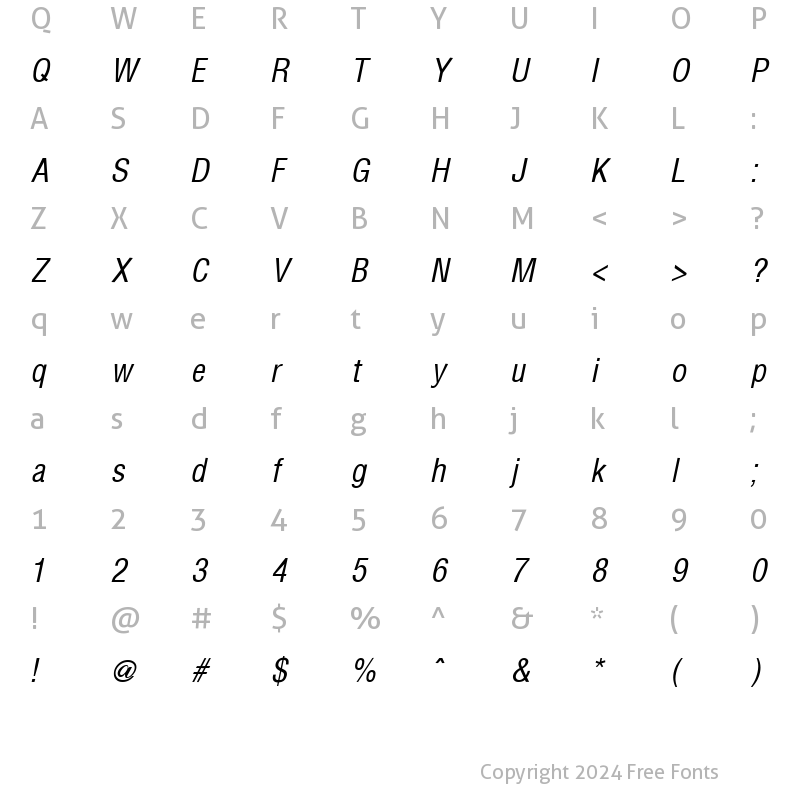 Character Map of Hallmarke Italic