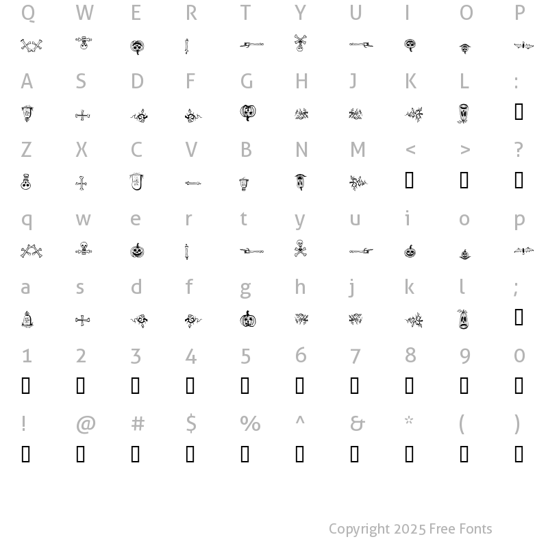Character Map of Halloween Borders Regular