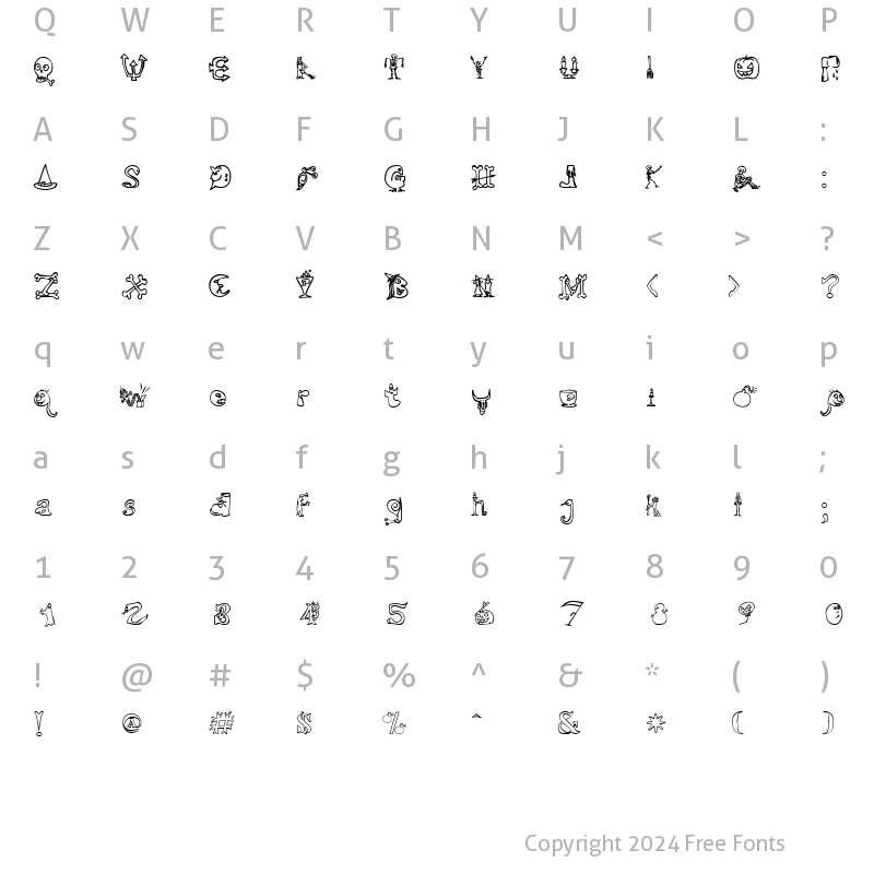Character Map of Halloween Match Regular