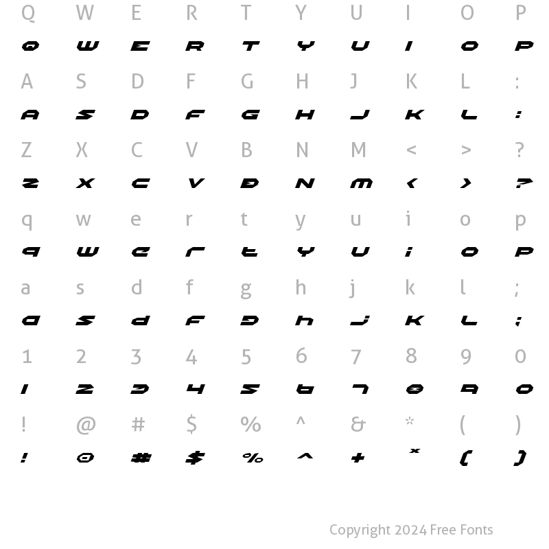 Character Map of Halo Expanded Italic Italic