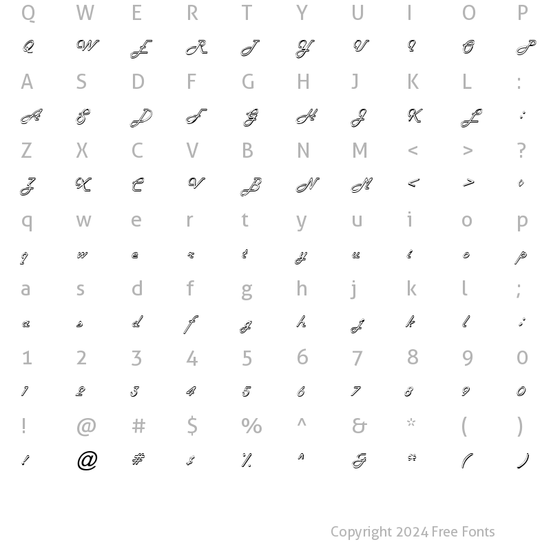 Character Map of Halo Italic