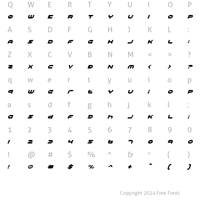 Character Map of Halo Italic Italic