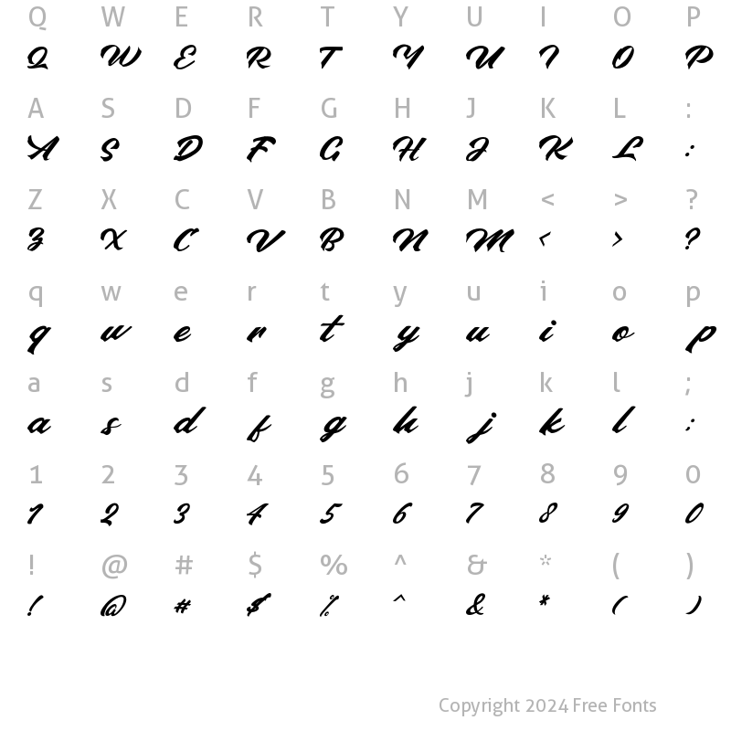 Character Map of Haluga Script Regular