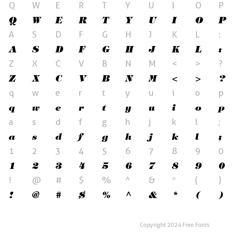 Character Map of Halverson Heavy Italic