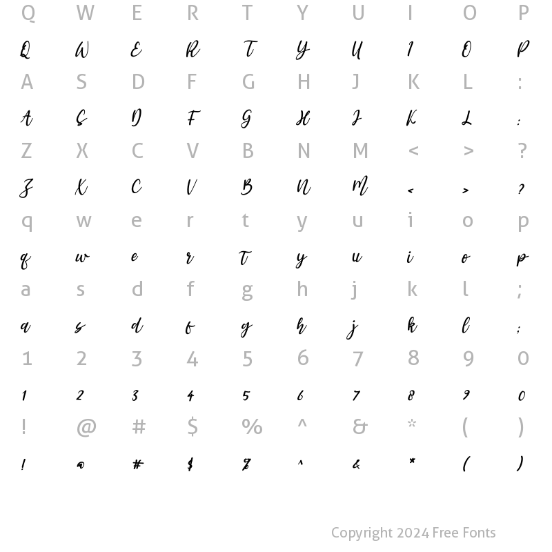 Character Map of Halymah Italic