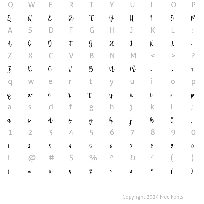 Character Map of Halymah Regular