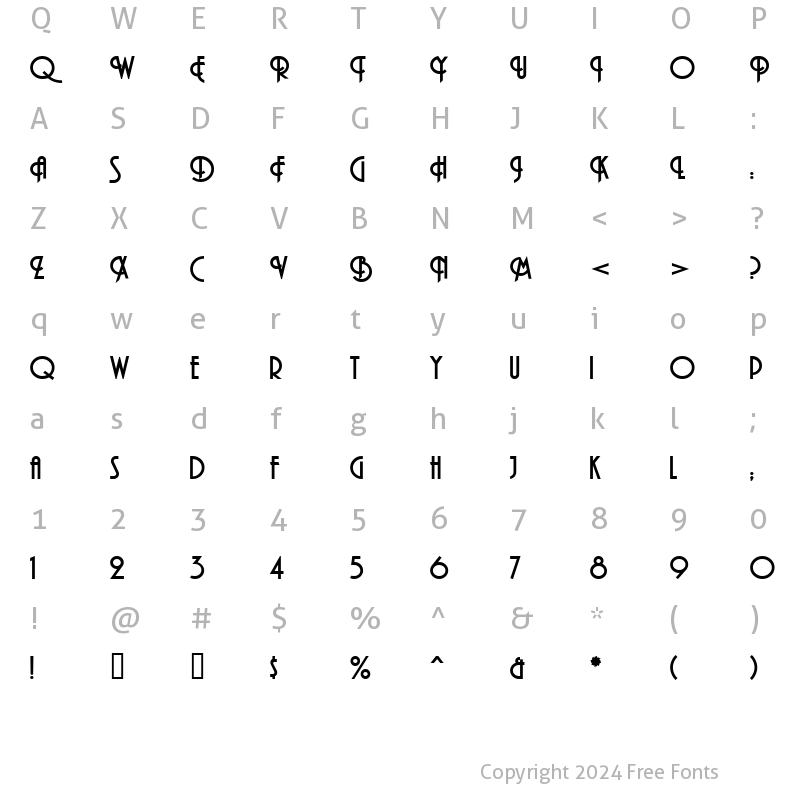 Character Map of Haman Bold