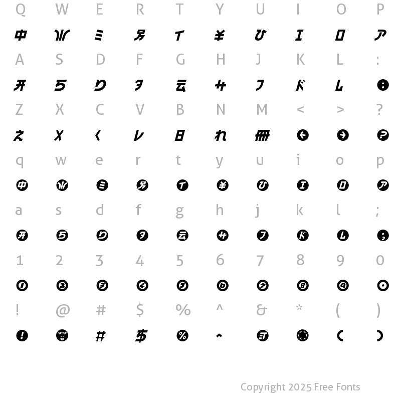 Character Map of HaMangaIrregularLL Italic