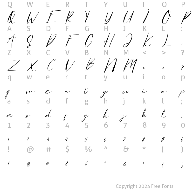 Character Map of Hamburgen Signature Regular