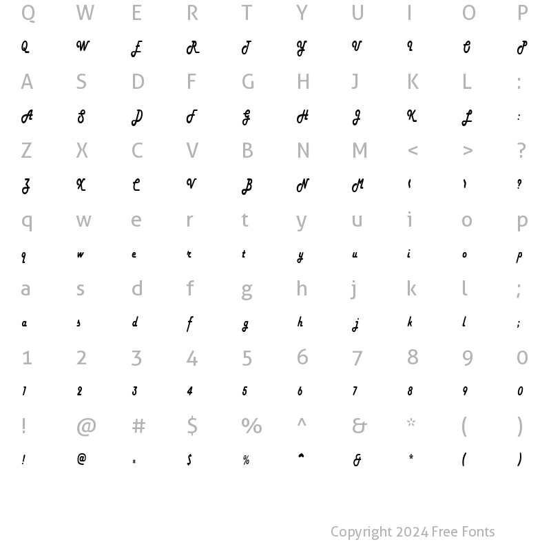 Character Map of HamburgerCondensed Regular