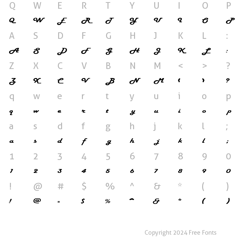 Character Map of HamburgerExtended Regular