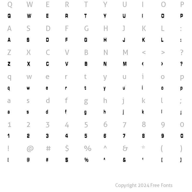 Character Map of Hammered Type Regular