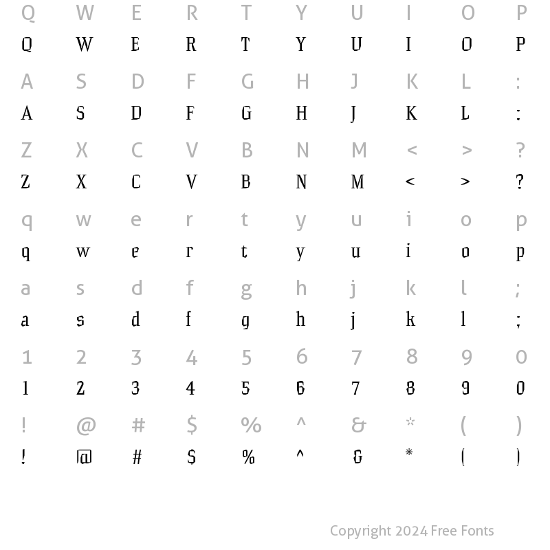 Character Map of Hammerhead Regular