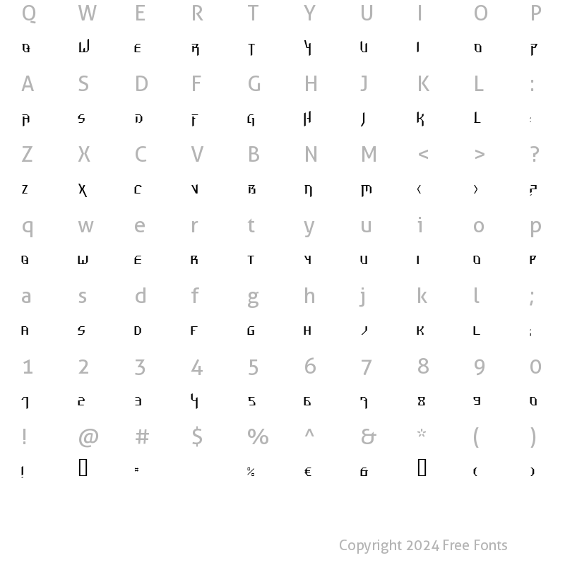 Character Map of Hammerhead  Thin Regular